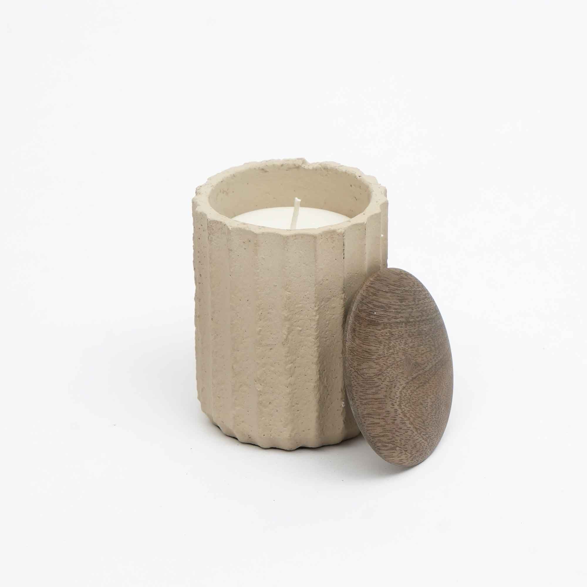 Beige 6 oz Christmas Candle | Wax Fill Candle with Wooden Lid for wholesale on Faire2