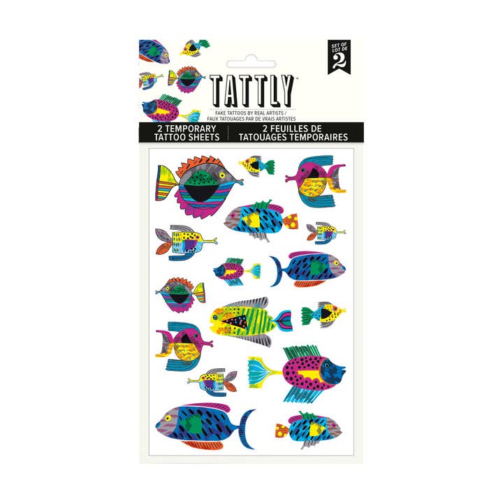 Fish Flurry Tattoo Sheet S/2 for wholesale by Tattly