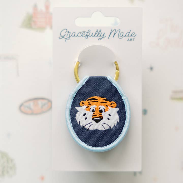 Gracefully Made Art - Wholesale Keychain - Unisex - Auburn University Aubie Embroidered Keychain 1