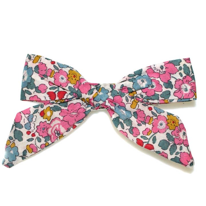 Liberty Betsy Ann Mjuk Rosett Klämma - GGHC370 ROSA/TEAL för wholesale av Goody Gumdrops