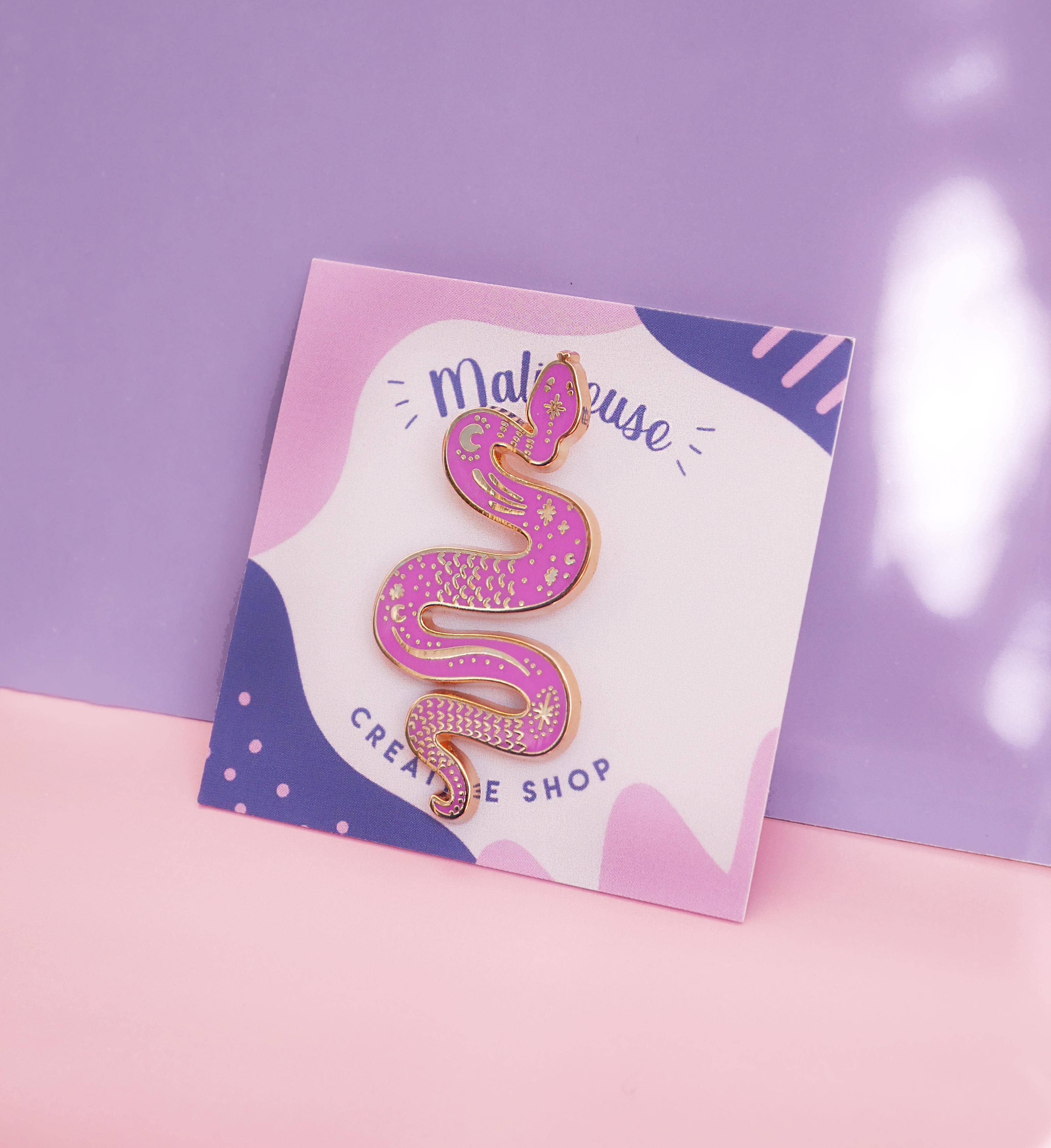 MALICIEUSE – alfinete de lapela por atacado – Pin de cobra rosa2