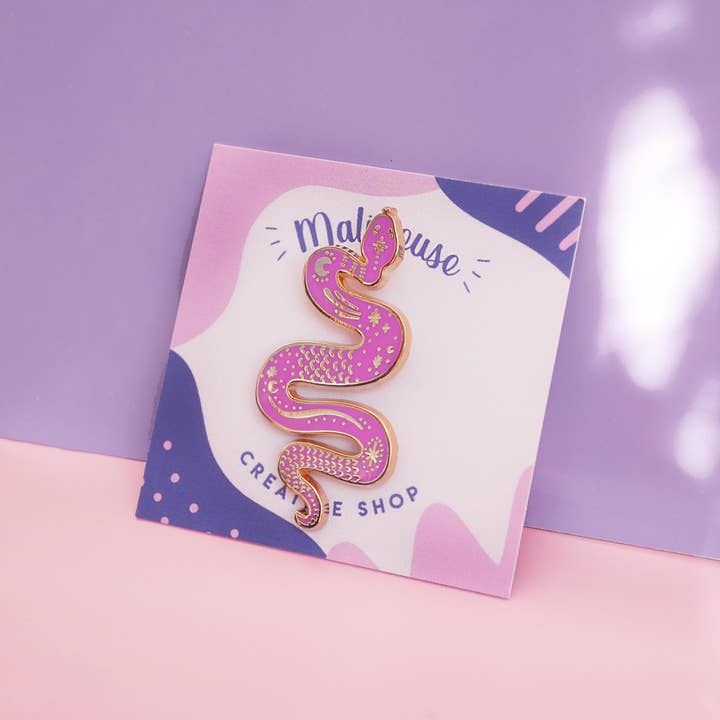 MALICIEUSE – alfinete de lapela por atacado – Pin de cobra rosa2