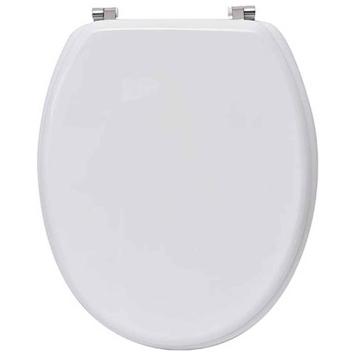 Elongated Toilet Seat White Adjustable Length for wholesale by Evideco French Home Goods
