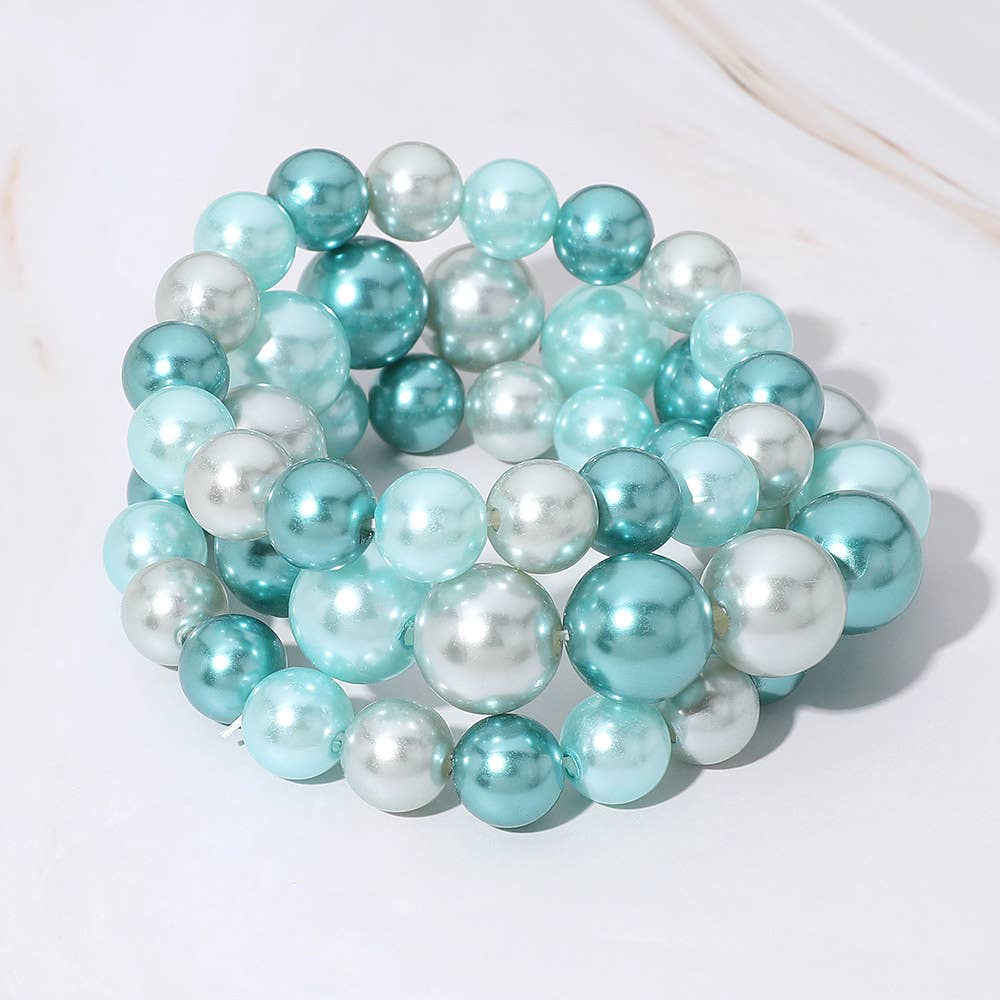 Sensibling Corp. – wholesale Beaded bracelet – 3PCS - Pearl Beaded Stretch Multi Layered Bracelets2