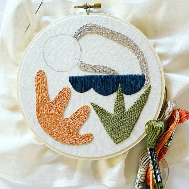 Mountains of Thread – wholesale Embroidery/cross-stitch supplies – Minimalist Desert Embroidery Kit with Supplies6