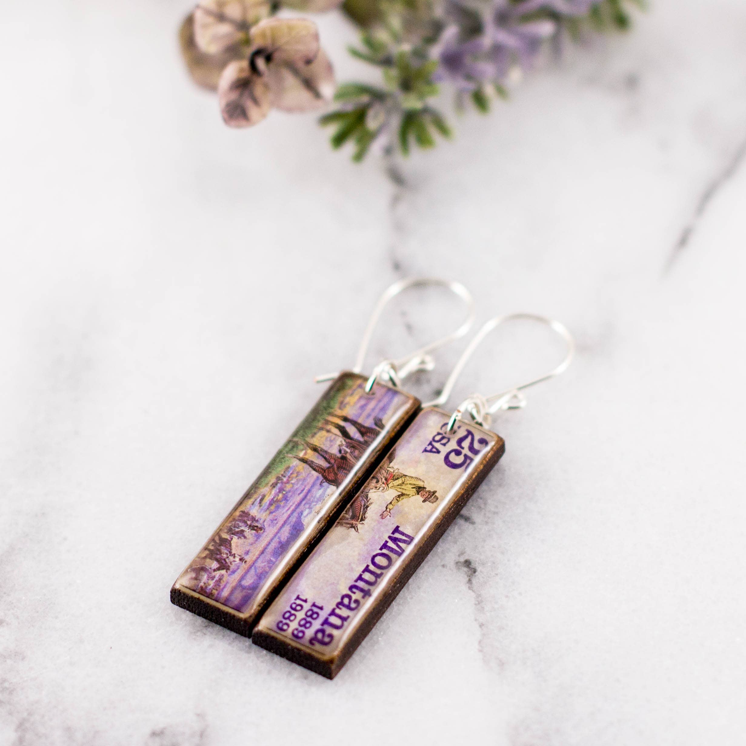 No Man's Land - Wholesale Dangle Earrings - Montana Vintage Postage Stamp Earrings1