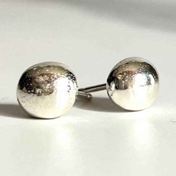 Pebble Shaped Argentium Silver Stud Earrings - Nickel Free for wholesale by The Pink Locket