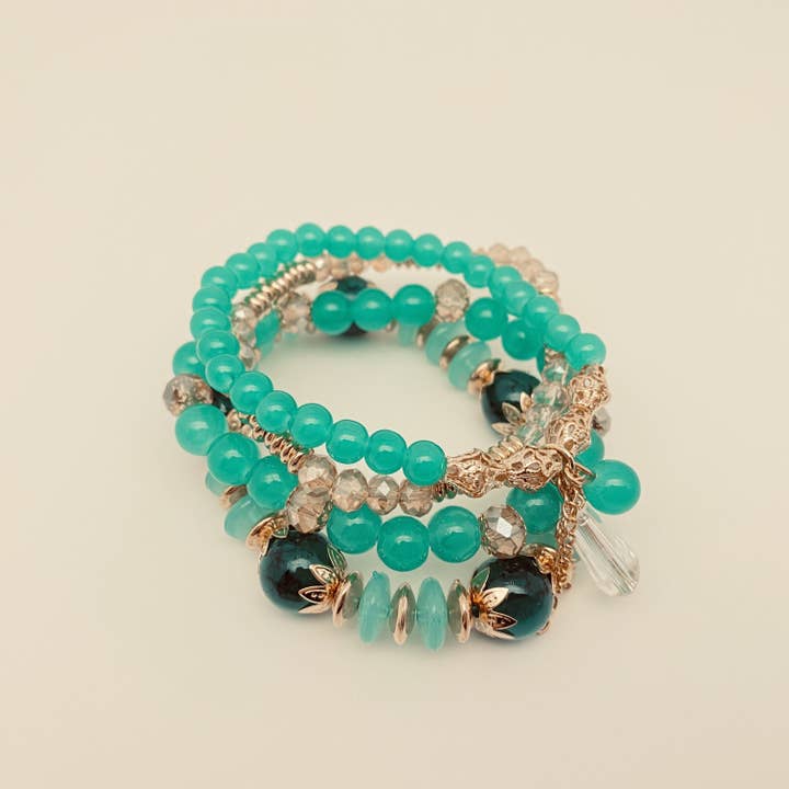 Mio Queena – Großhandel Schmucksets – Böhmisches elastisches Seil handgefertigtes Perlenarmband 4 Stück/Set