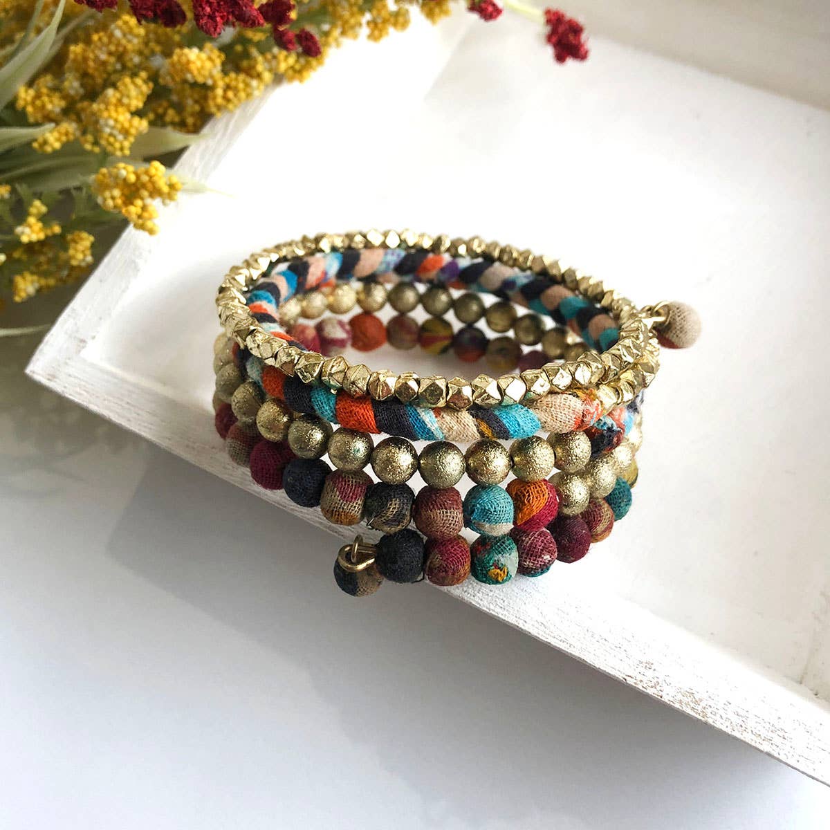 WorldFinds - Wholesale Beaded Bracelet - Glimmer Kantha Spiral2