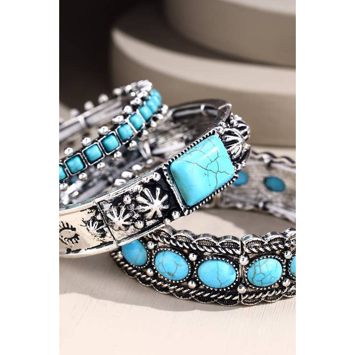 Turkos (SBTQ) Navajo armband i skiktad metall och halvsten för wholesale på Faire