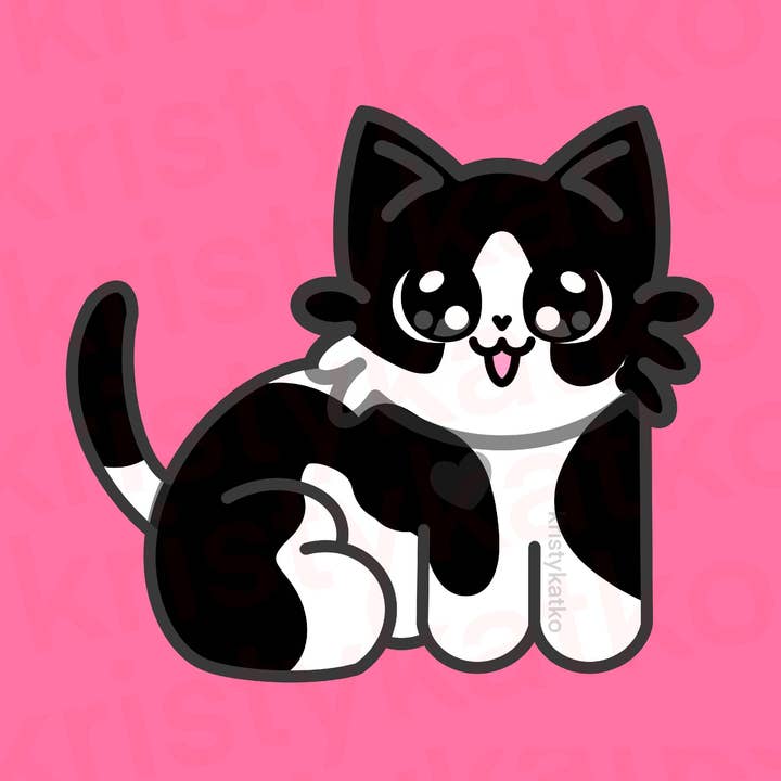 STICKER - WATERPROOF - cat body - tuxedo black and white for wholesale by kristykatko
