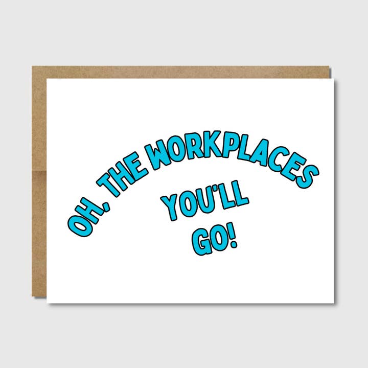 ¡Oh, los lugares de trabajo a los que irás! | Tarjeta de graduación universitaria para venta al por mayor de Raisin Spirits