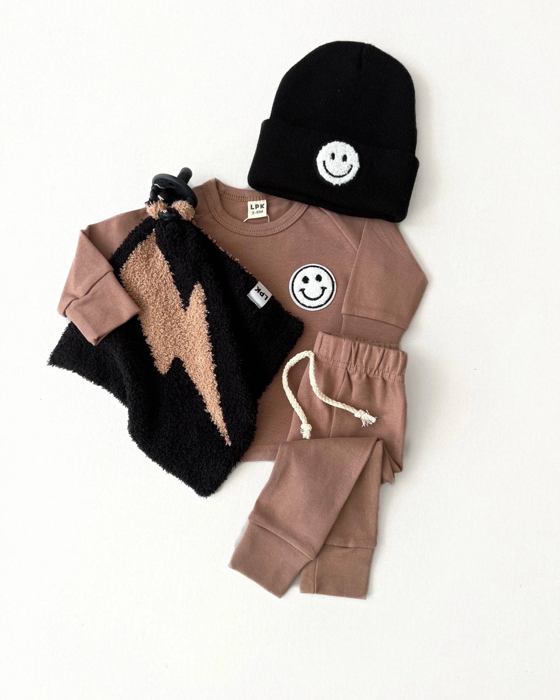 Lucky Panda Kids - Wholesale Security/Cuddle Blanket - Baby - Lightning Bolt Plush Lovey | Mocha0