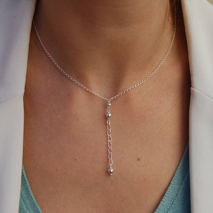 Yneda Jewels – wholesale Y-neck/lariat necklace – Long layered necklace, sterling silver necklace