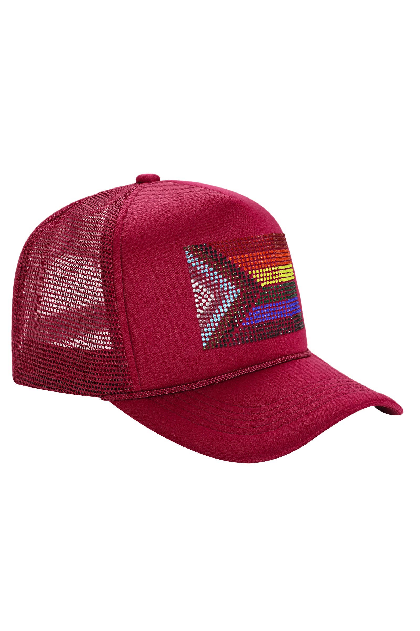 Cap Zone - Wholesale Trucker Hat - Unisex - Bling Rainbow Pride Flag Sponge Trucker Hat2