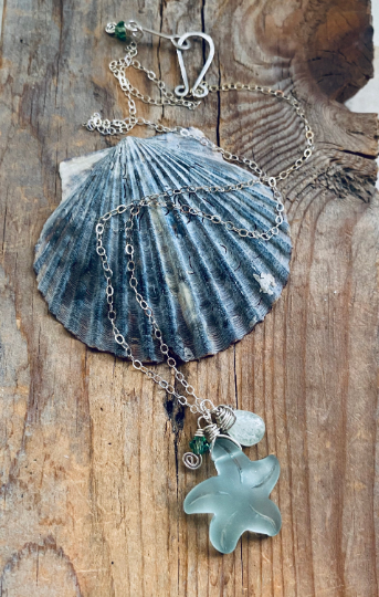 Fuchsia Bloom Studio - Wholesale Pendant/Charm Necklace - Seafoam Starfish Necklace with Aquamarine and Crystal1