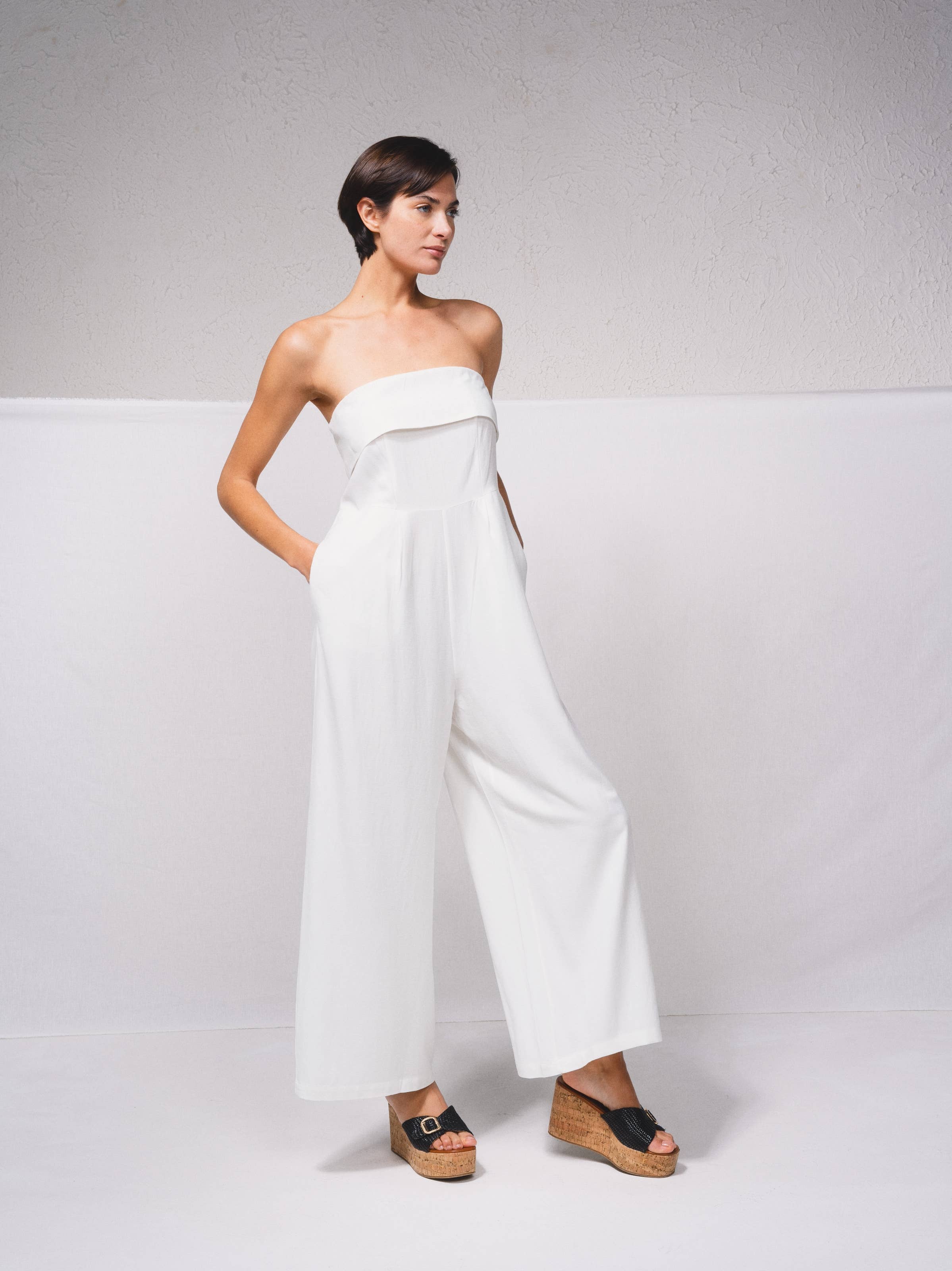 SMF - Wholesale Jumpsuit - Women's - 249629 - Linen blend bandeau jumpsuit2
