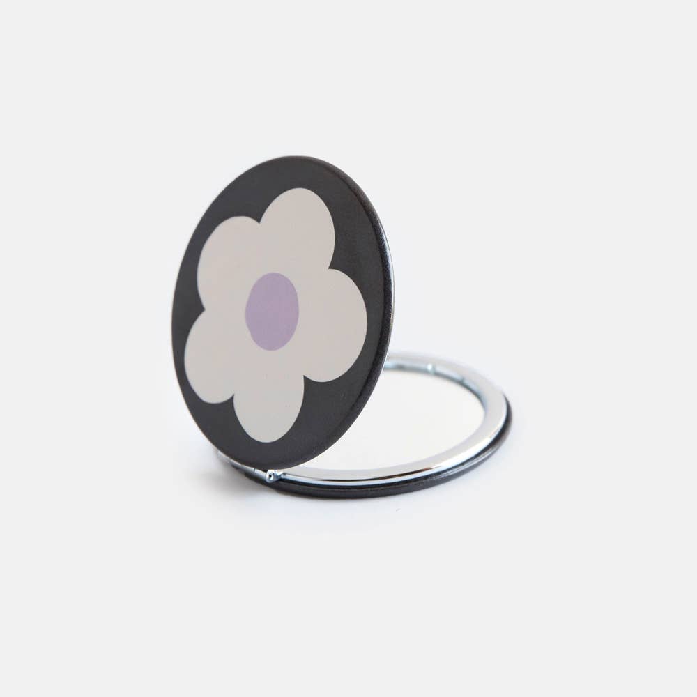 Caroline Gardner - Wholesale Compact Mirror - Multi Flower Charcoal Round Pocket Mirror3