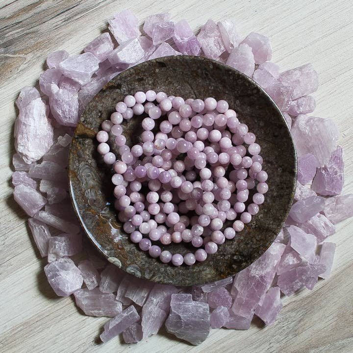 Pebble House - Vente Bracelet de perles - Bracelet en kunzite 8,5-9,5 mm ou 7-8 mm - Cristaux & Pierres