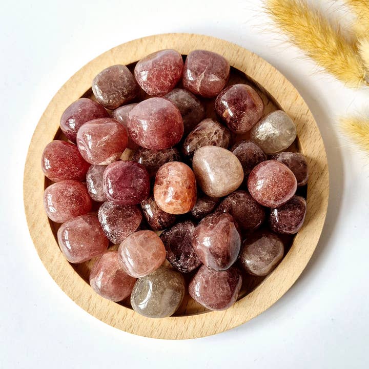 Gemstone Strawberry Quartz Tumbled Stones (2 cm | per 100 grams) Hand Stones for wholesale by Moonlight Gemstones