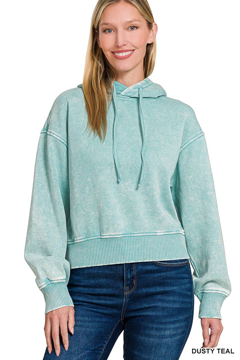 42POPS - Vendita all'ingrosso Felpa con cappuccio - Donna - Felpa con cappuccio corta in pile lavaggio acido .SI-2509415