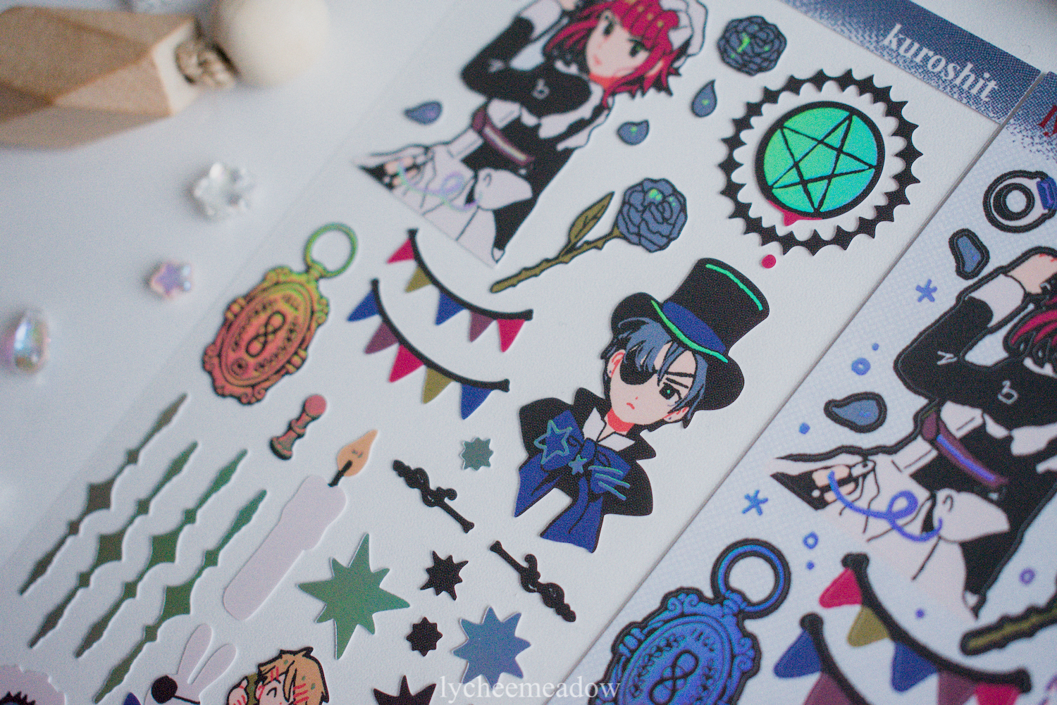 Lycheemeadow - Wholesale Sticker - Kuroshit Holographic Sticker Sheet3