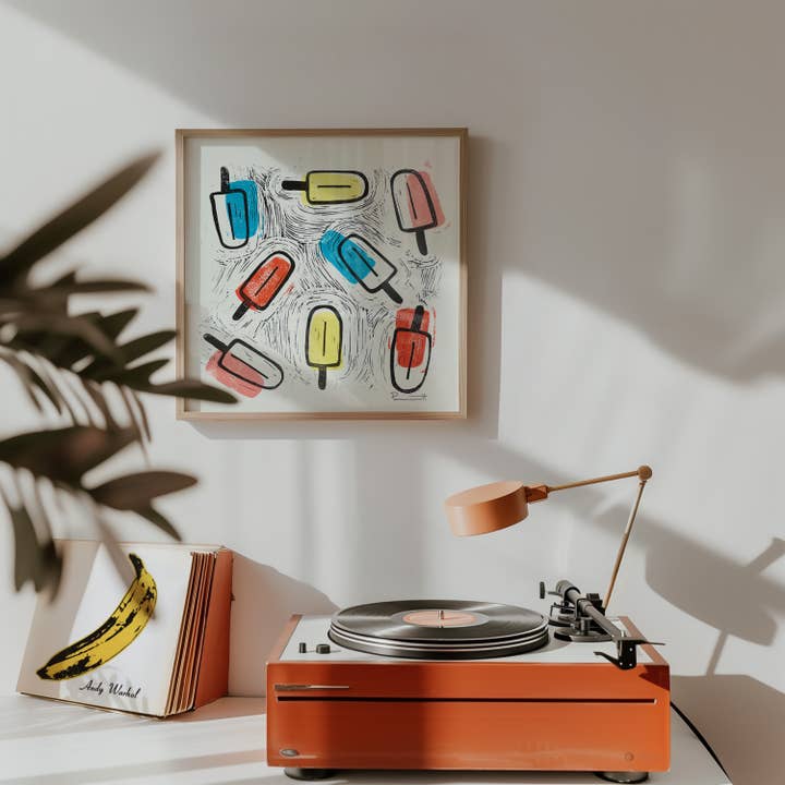 "Verão nas Keys" - Gravura em Linóleo de Belas-Artes por atacado de Valerie Perreault Studio