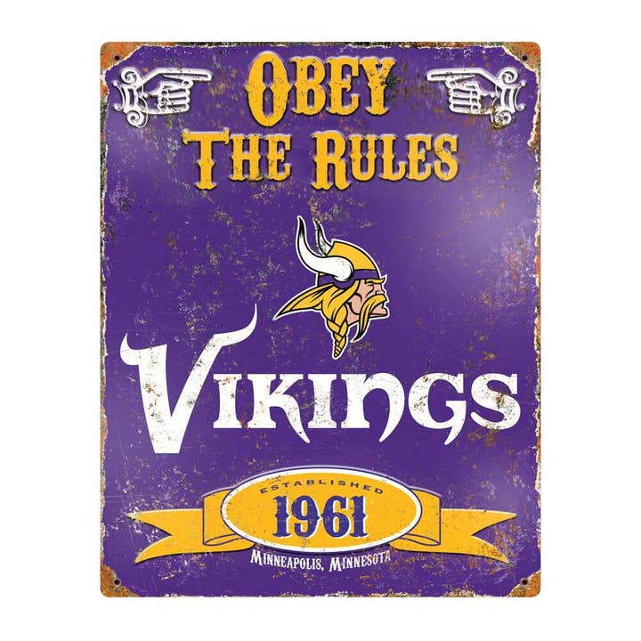 Minnesota Vikings Embossed Metal Sign for wholesale by Party Animal, Inc.