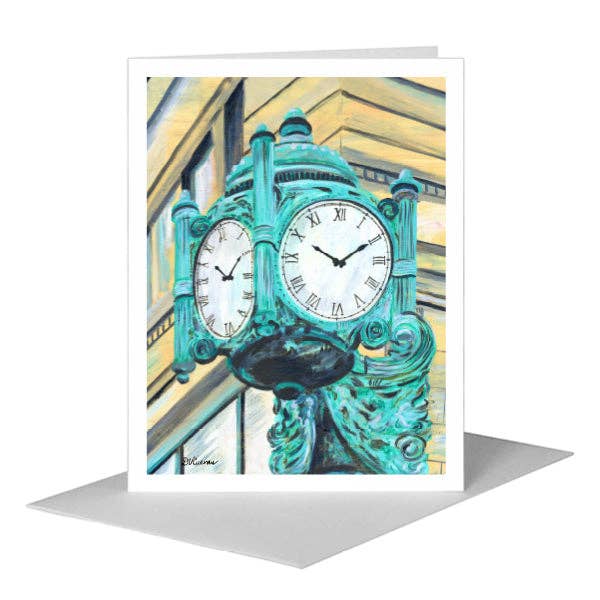 Printed Canvas - Wholesale Everyday greeting card - Marshall Fields Clock, Chicago, Greeting Card (#7414D)