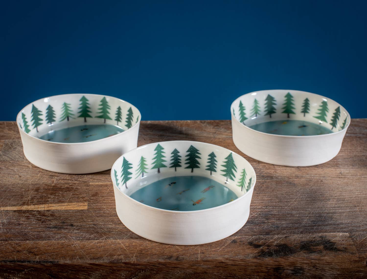 Becky Mackenzie Ceramics – wholesale Decorative plate/dish/bowl – Fine Porcelain Individually Handmade 'Wild Swimmers' Bowl4