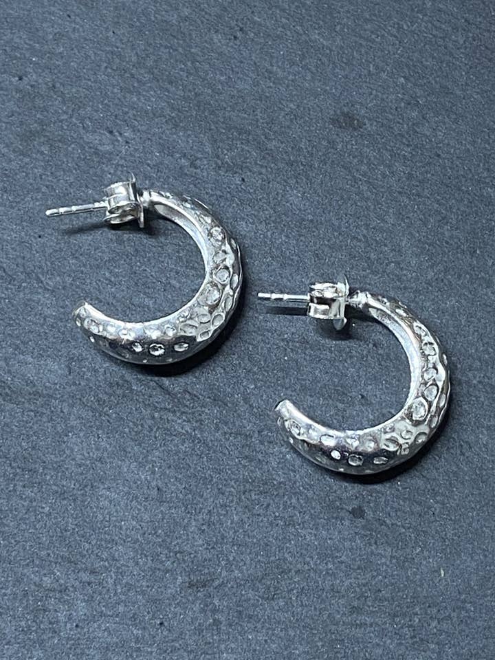 Beaten Sterling Silver Hoops for wholesale by Siren Silver Ltd