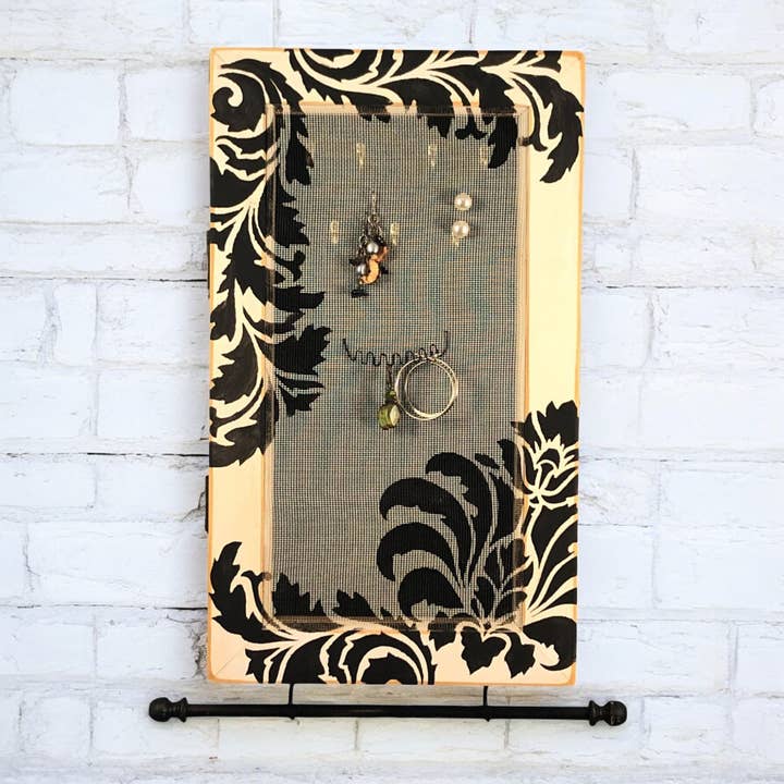 Jewelry Organizer Cabinet - Damask Design for wholesale by Earring Holder Gallery