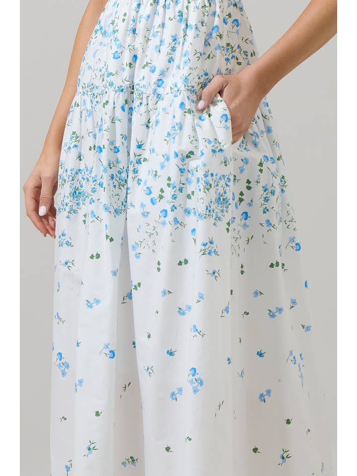 WHT-BLU-GRN Abito Maxi Thea a Fiori di Miley in vendita all'ingrosso su Faire3