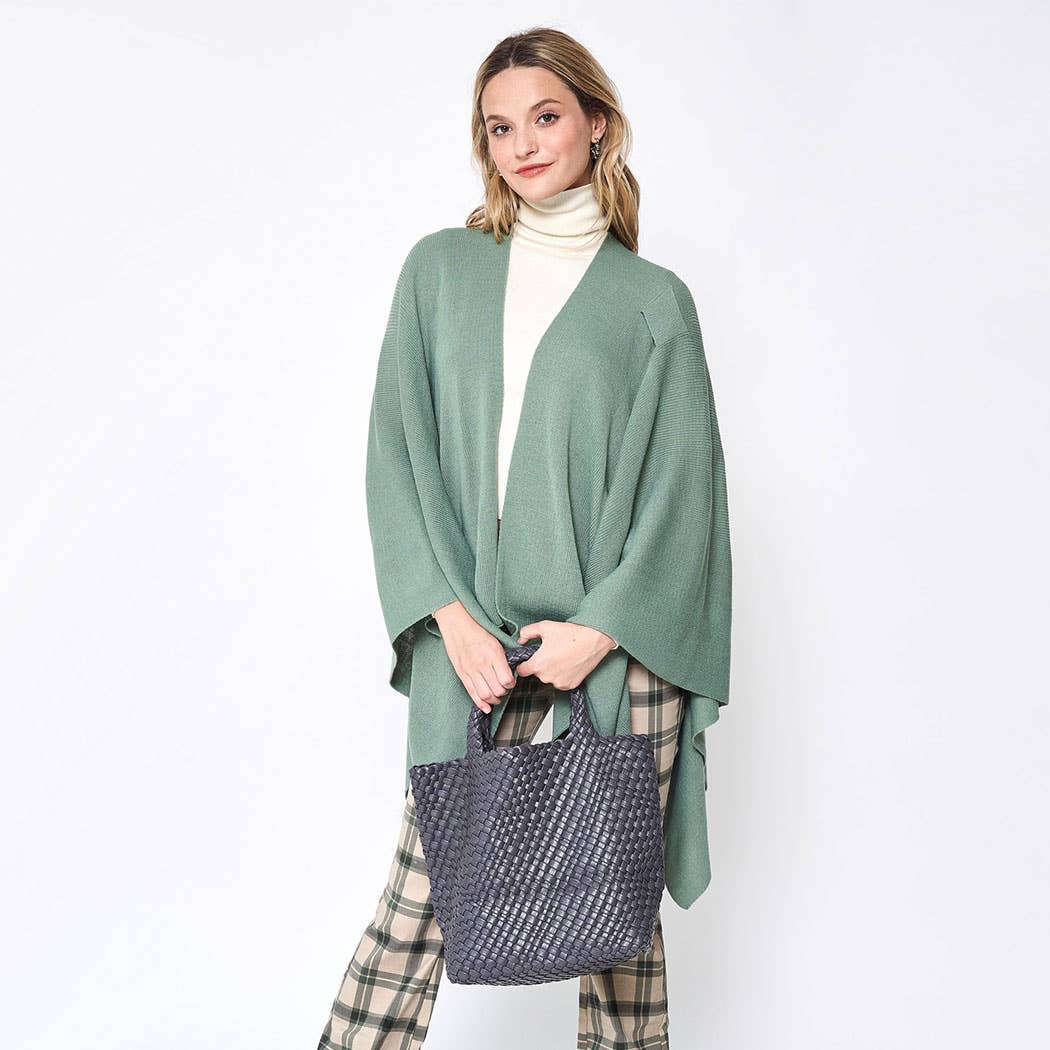 Fashion City - Wholesale Poncho - Women's - Solid Ruana with Shoulder Strap27