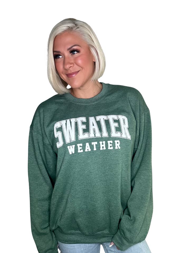 Sweater Weather-Green Sweatshirt for wholesale by Stated Brands