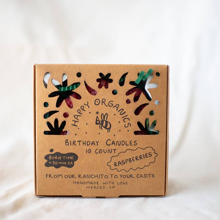 Happy Organics - Wholesale Novelty Candle - Beeswax Raspberry Birthday Candles