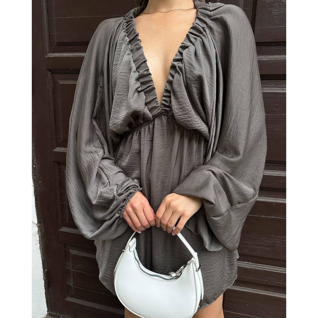 Mapcie - Wholesale Dress - Women's - FRONT AND BACK WIDE V NECK DRESS13