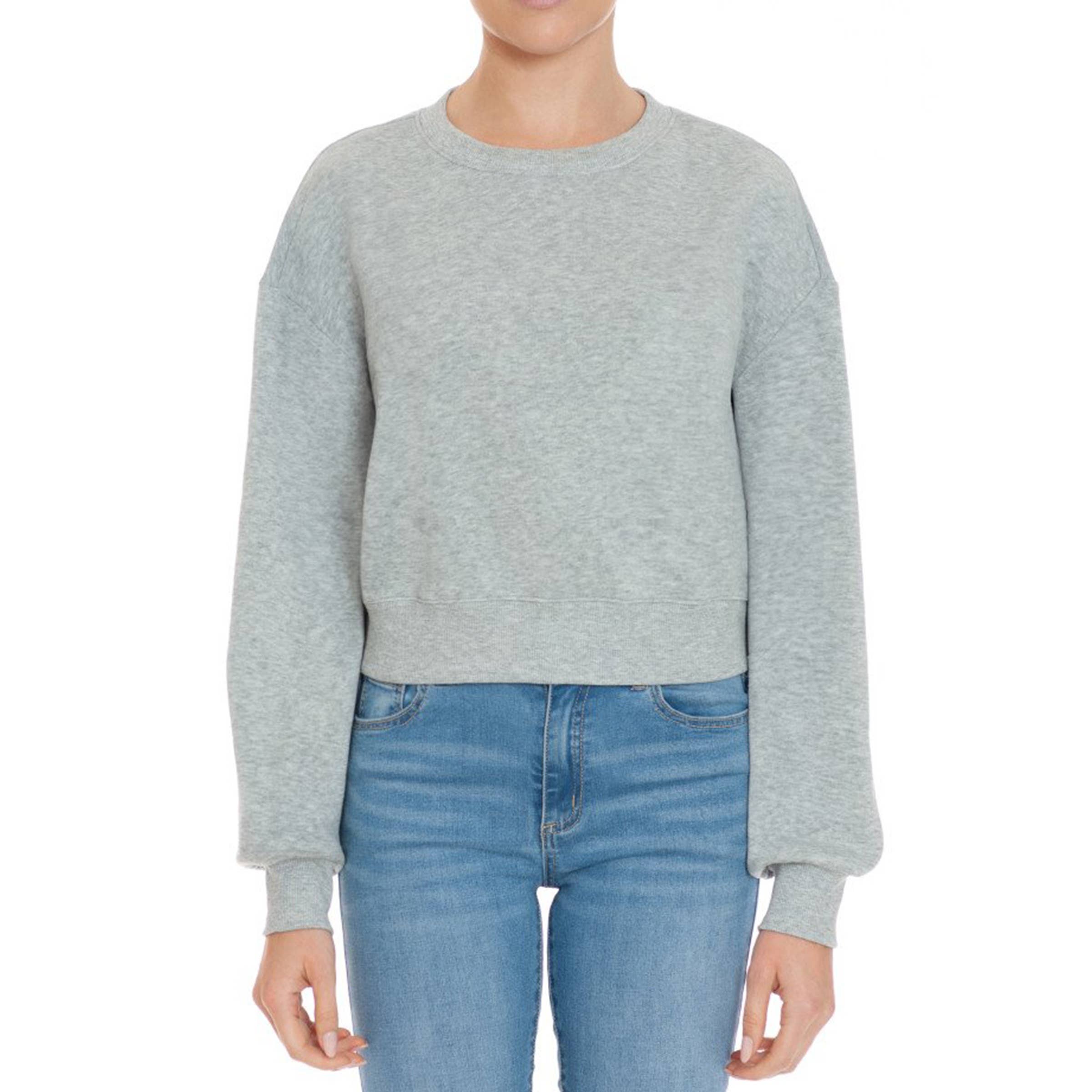 UP CLOTHING - Wholesale Sweatshirt - Women's - FLEECE ROUND NECK LONG SLEEVE CROPPED PULLOVER10