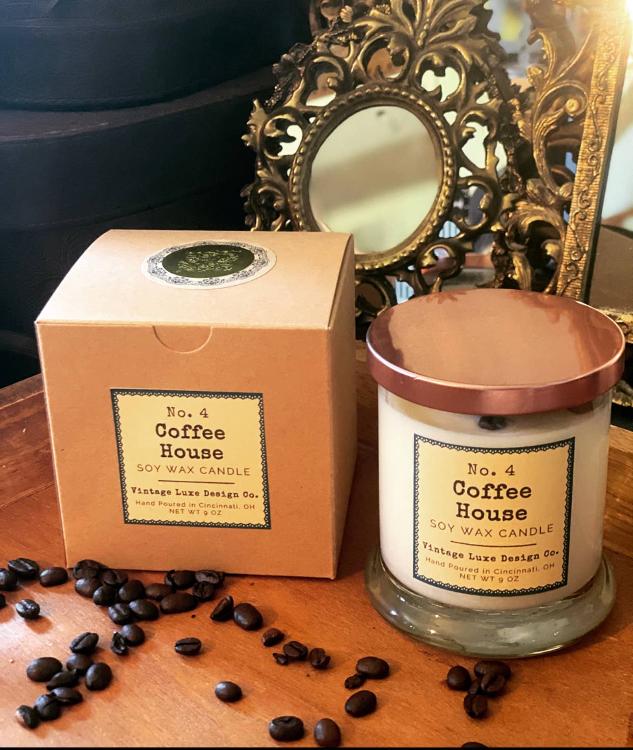 Vintage Luxe Design Co. - Wholesale Jar/Filled Candle - Coffee House 9 Oz. Soy Wax Candle * Vintage Luxury5