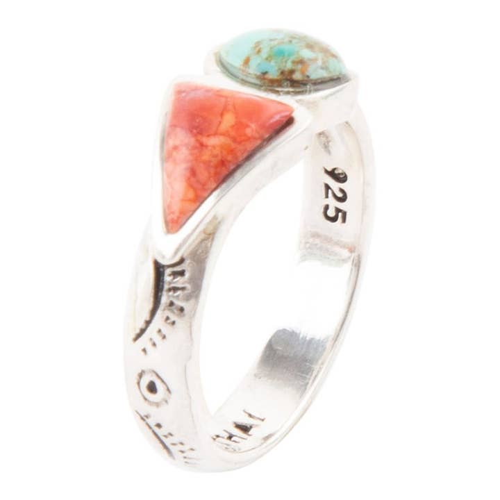 Barse Jewelry - Wholesale Cocktail/Statement Ring - Turquoise and Coral Duo Ring