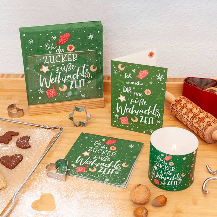 Cocktail napkins Christmas saying "Sweet as Sugar Time" for wholesale by Home Fashion - Carl Dietrich GmbH