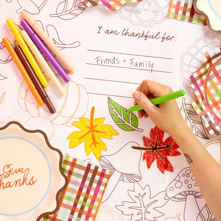 Give Thanks Paper Tablecloth - coloring tablecloth and other Purchase Wholesale give away. Free Returns & Net 60 Terms on Faire trending on Faire.