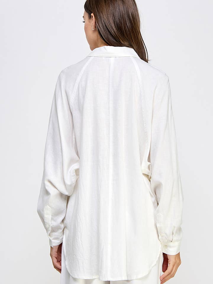 FUN2FUN - Wholesale Button Down Shirt - Women's - LINEN BLEND SHIRT10