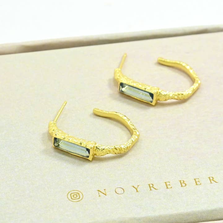 Schmuckoo Berlin - Wholesale Hoop Earrings - Morgane Hoop Earring Gold Plated - Blue Iolite1