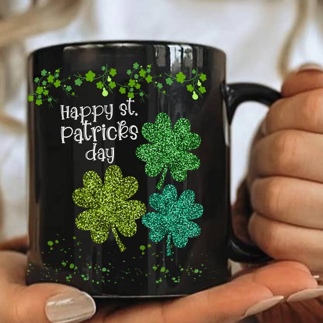 Faux Glitter St. Patrick's Day Mug Green Shamrock Coffee Gif for wholesale by Vivtrek