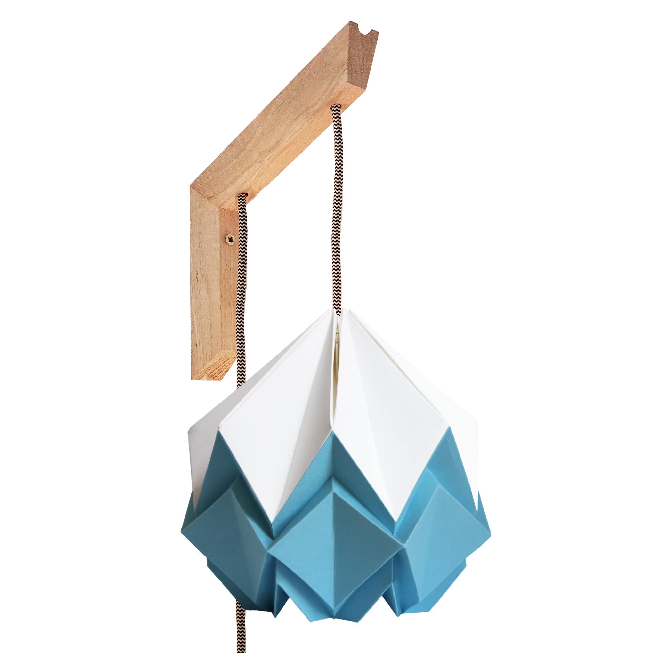 Tedzukuri Atelier - Vente Appliques - Luminaire mural en origami - Support en bois bicolore7
