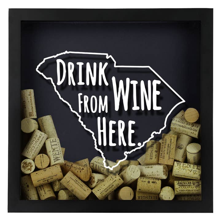 Torched Products - Wholesale Sign - Drink Wine From Here Beer Cap Shadow Box - Black30