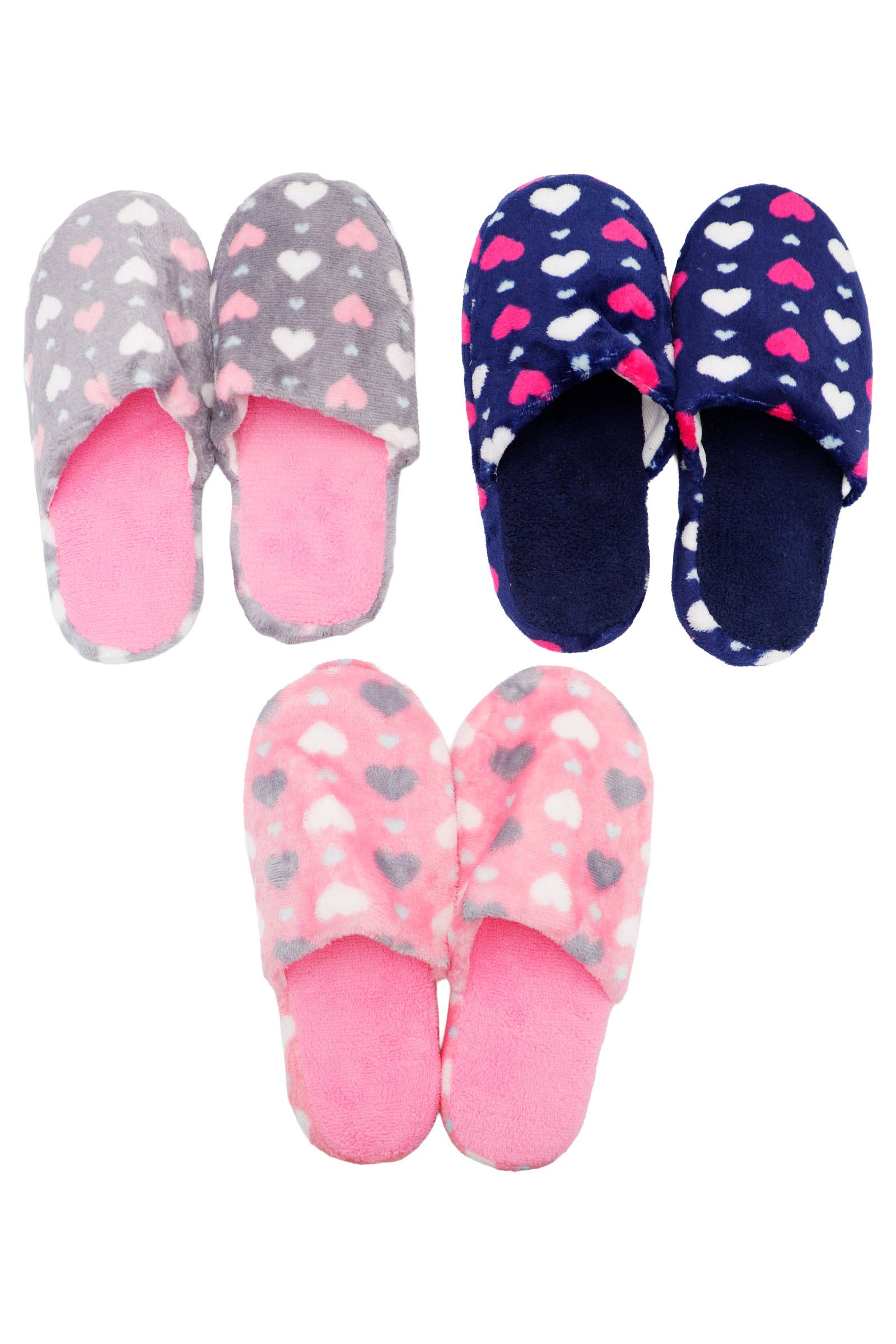 ASSORTI Mules en mousse et polaire à petits cœurs. en vente sur Faire4