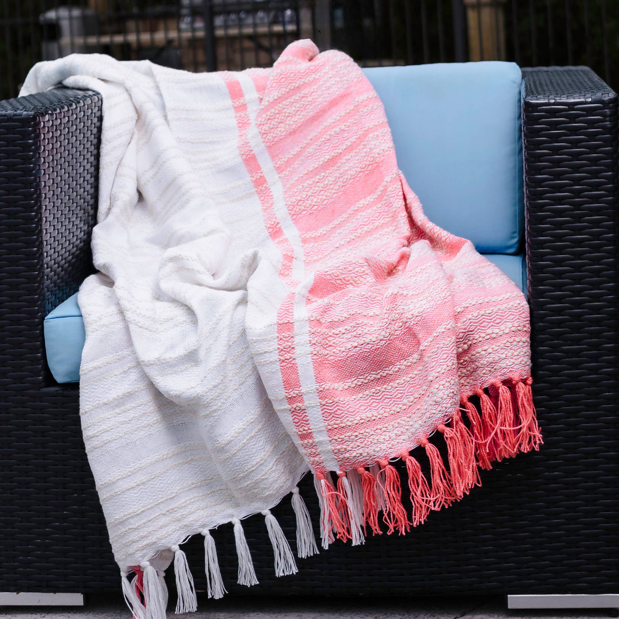 Elsie & Zoey - Wholesale Throw Blanket - Genevieve 50x70" Indoor/Outdoor Recycled Woven Throw Blanket11