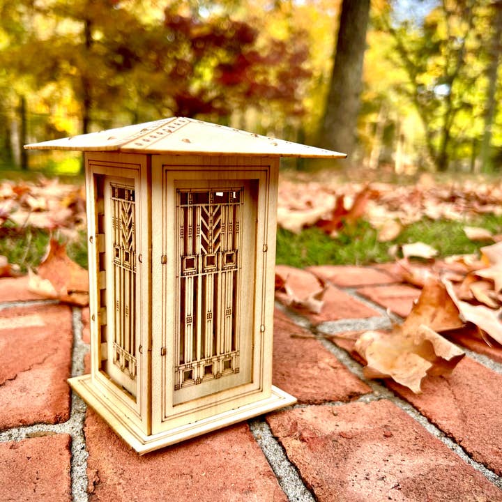 One Man One Garage - Wholesale Lantern - Wright, Prairie Style Lantern, Luminary. Arts and Crafts Era Lighting. Wooden 3D puzzle kit2